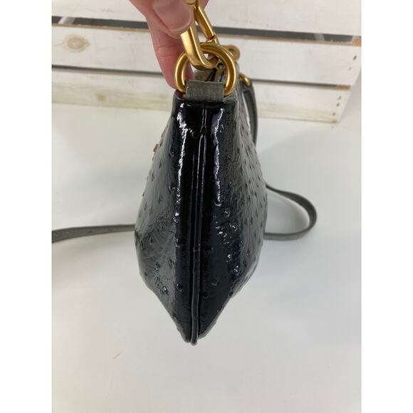 MARC JACOBS SMALL BLACK, GRAY EMBOSSED OSTRICH CROSSBODY BAG - Picture 7 of 12